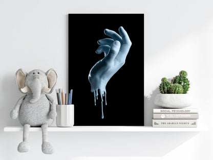 Pale Blue Dripping Paint Hand Aluminum Print