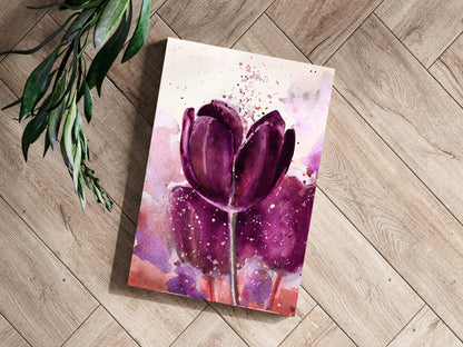 Magenta Watercolor Tulip Bloom Aluminum Print