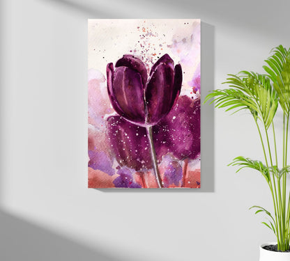Magenta Watercolor Tulip Bloom Aluminum Print