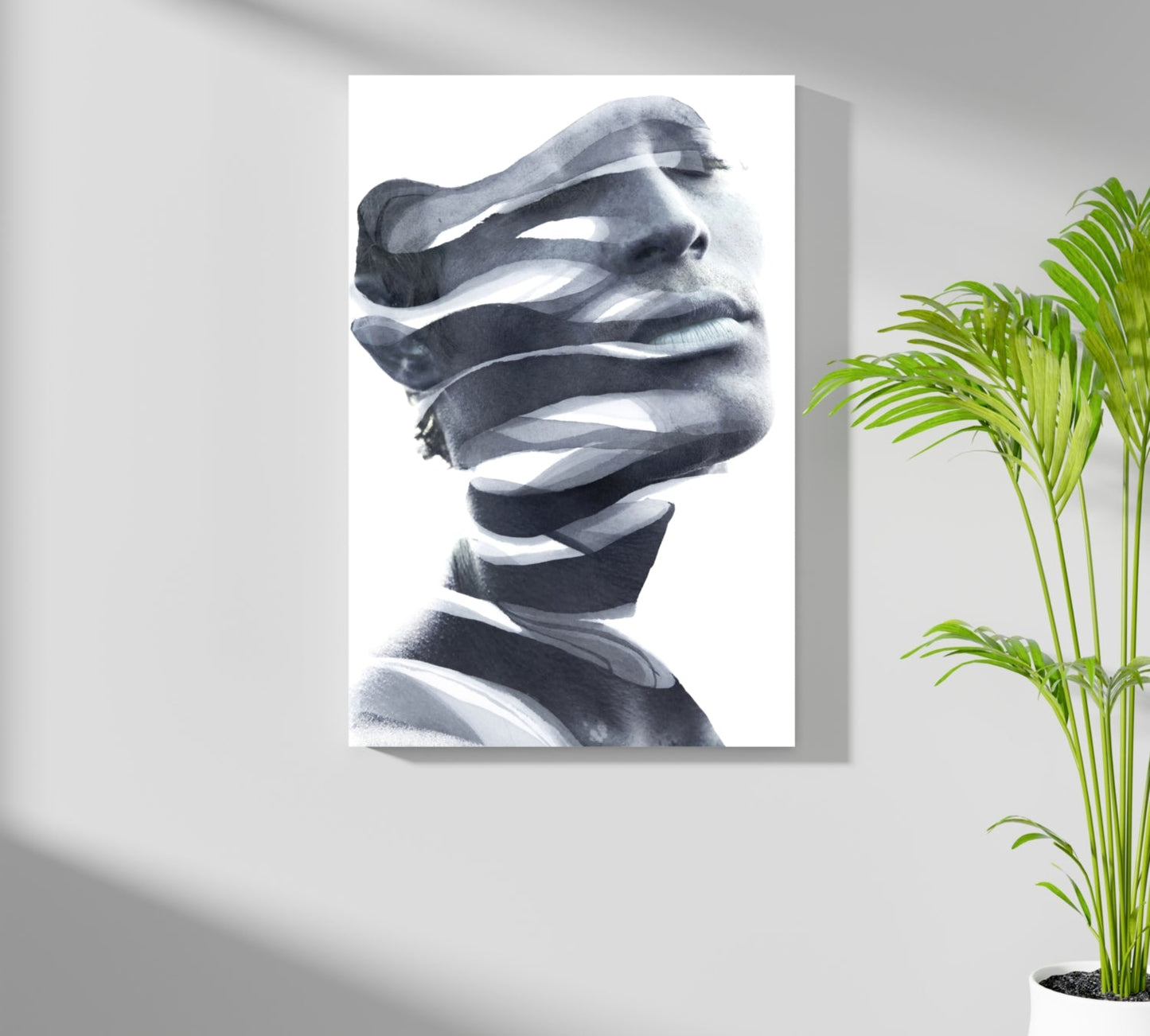 Ink Ribbon Sliced Face Portrait Aluminum Print