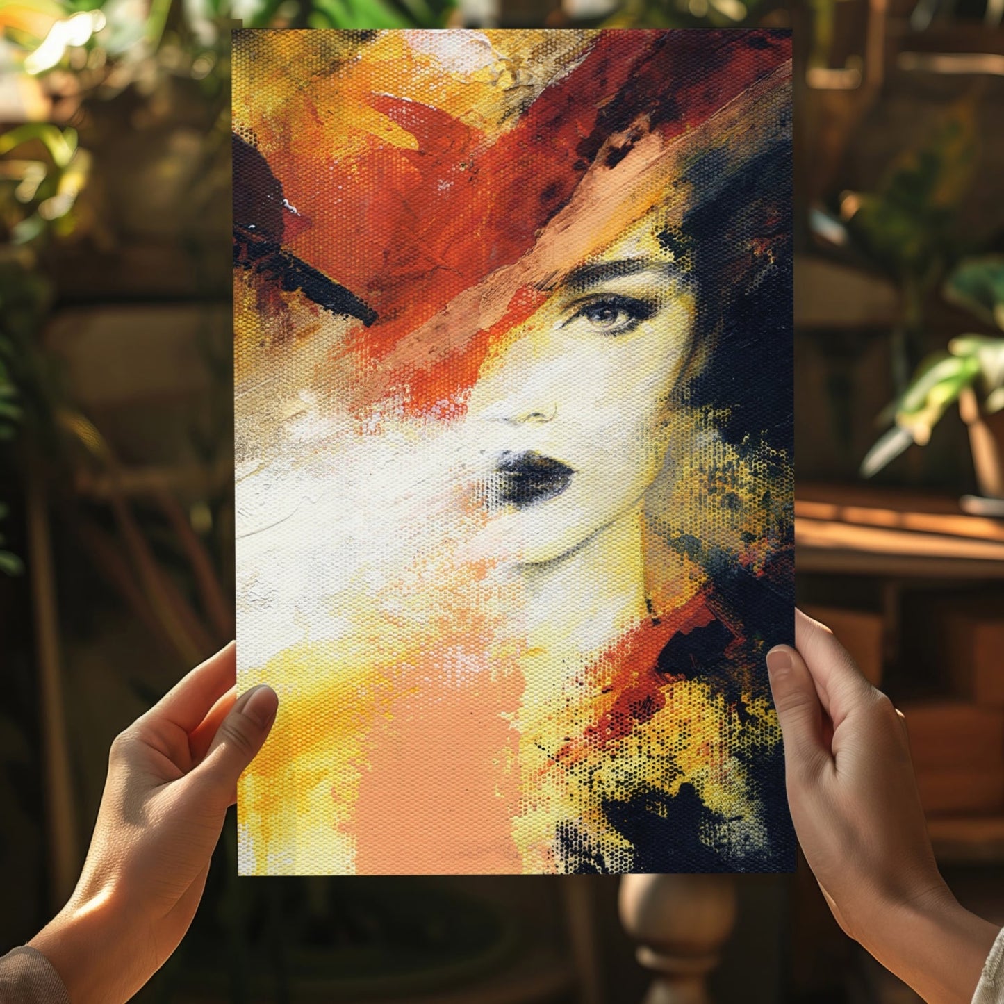 Fiery Orange Splash Woman Face Aluminum Print