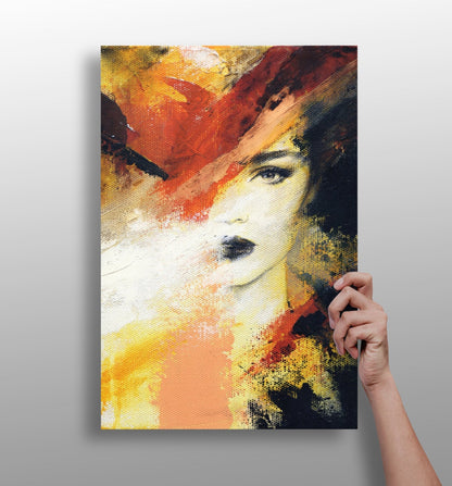 Fiery Orange Splash Woman Face Aluminum Print