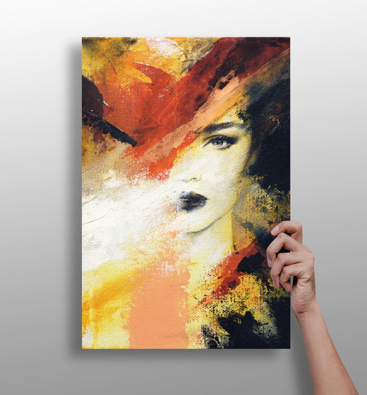Fiery Orange Splash Woman Face Aluminum Print