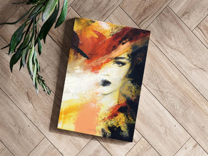Fiery Orange Splash Woman Face Aluminum Print