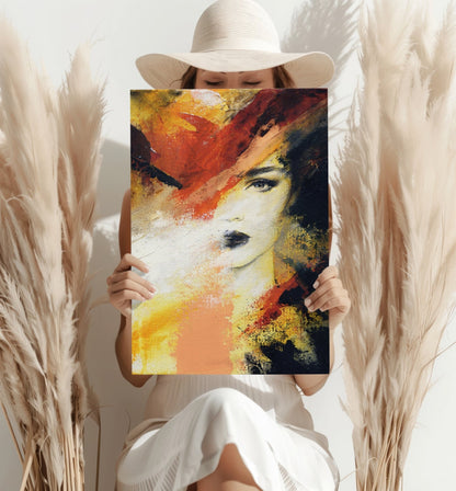Fiery Orange Splash Woman Face Aluminum Print