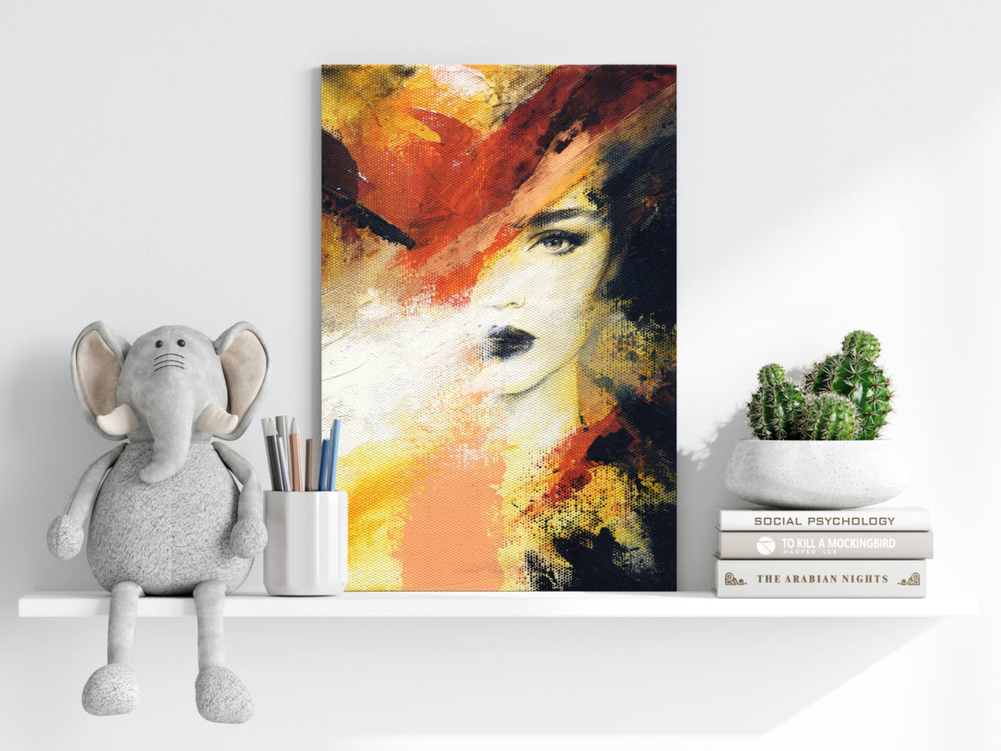 Fiery Orange Splash Woman Face Aluminum Print