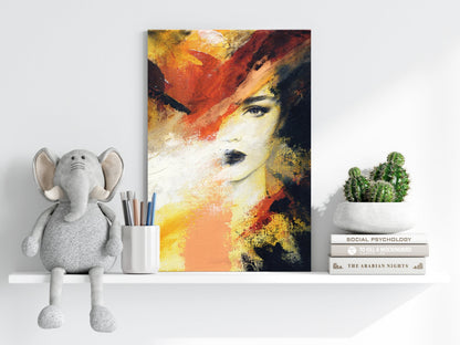 Fiery Orange Splash Woman Face Aluminum Print