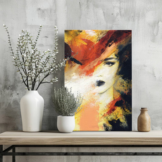 Fiery Orange Splash Woman Face Aluminum Print