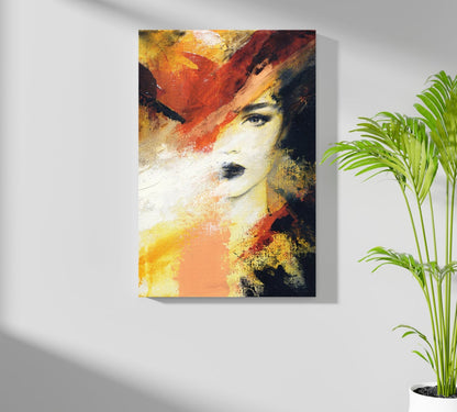 Fiery Orange Splash Woman Face Aluminum Print
