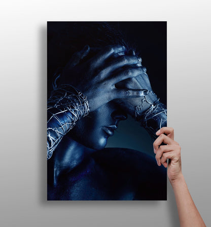 Blue Hands Barbed Wire Aluminum Print