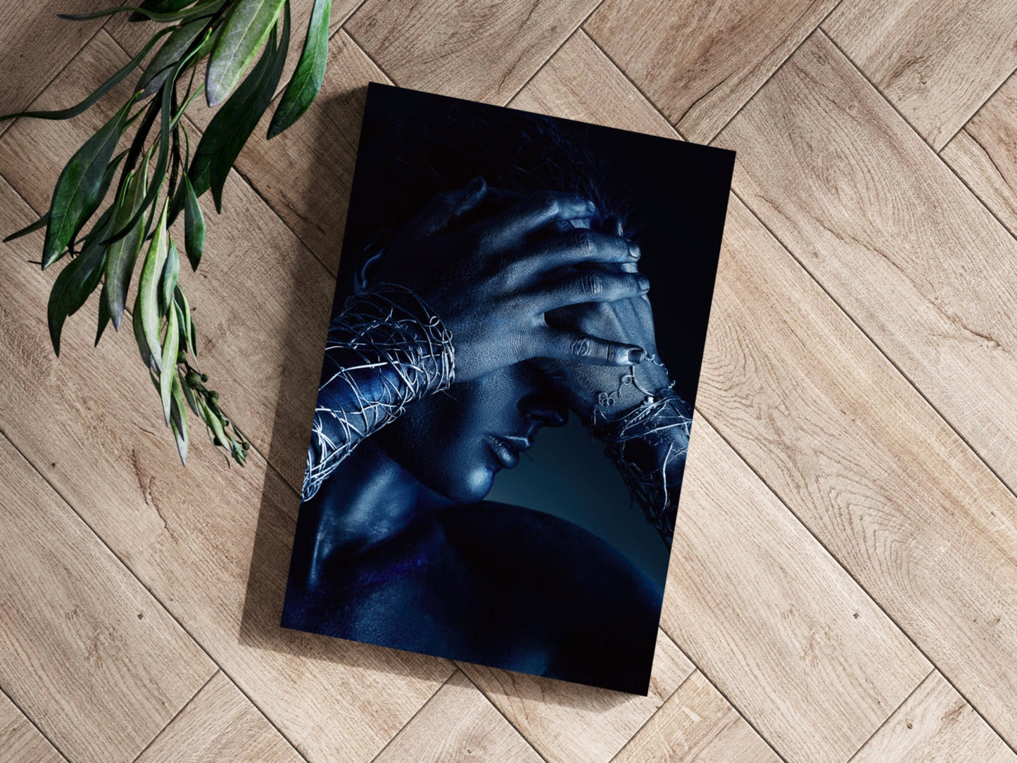 Blue Hands Barbed Wire Aluminum Print