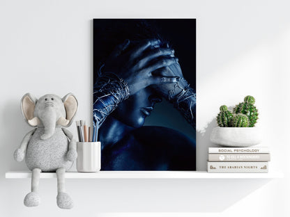 Blue Hands Barbed Wire Aluminum Print