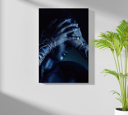Blue Hands Barbed Wire Aluminum Print