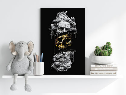 Gold Skull Split Marble Bust Aluminum Print