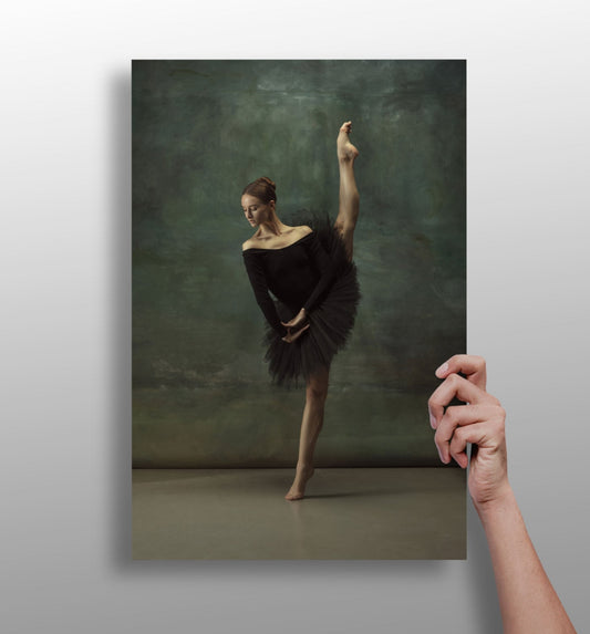 Black Tutu Ballerina Vertical Leg Pose Aluminum Print