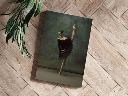 Black Tutu Ballerina Vertical Leg Pose Aluminum Print