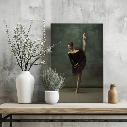 Black Tutu Ballerina Vertical Leg Pose Aluminum Print