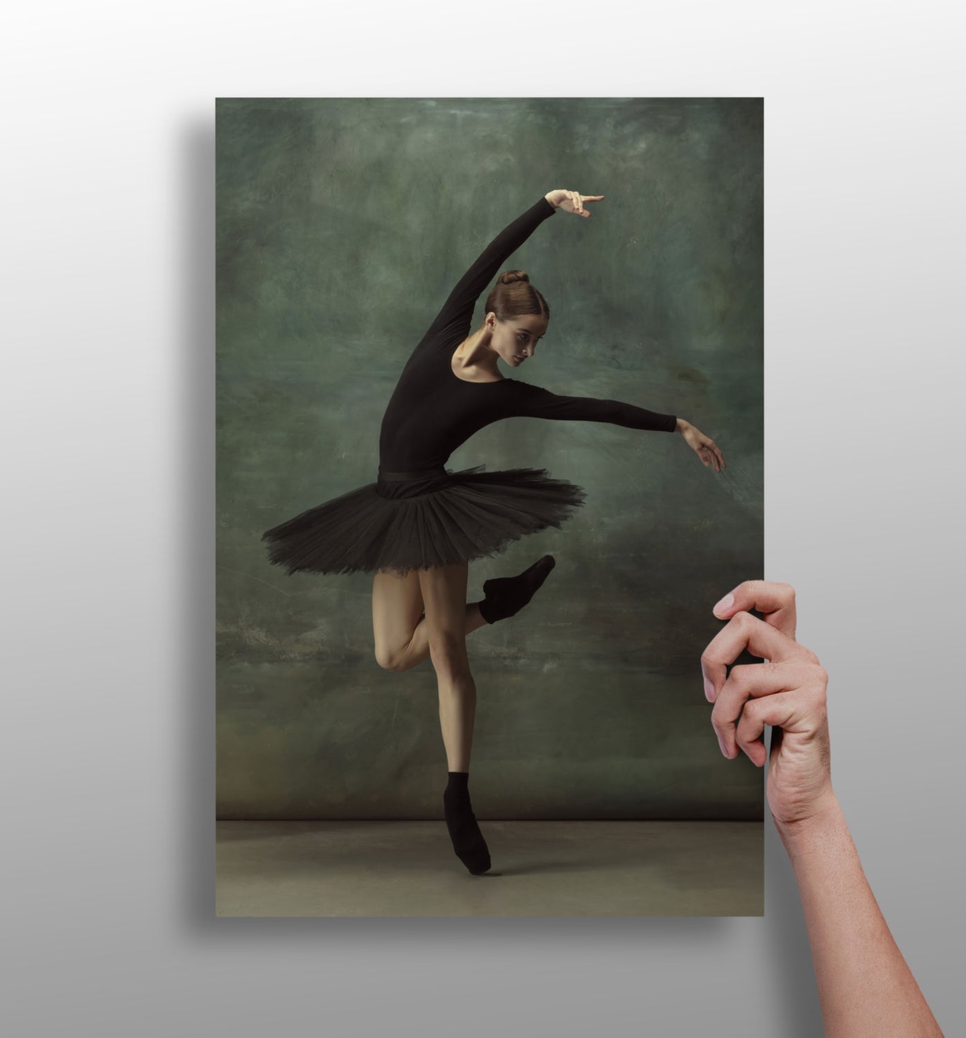 Black Tutu Ballerina Arched Arm Pose Aluminum Print