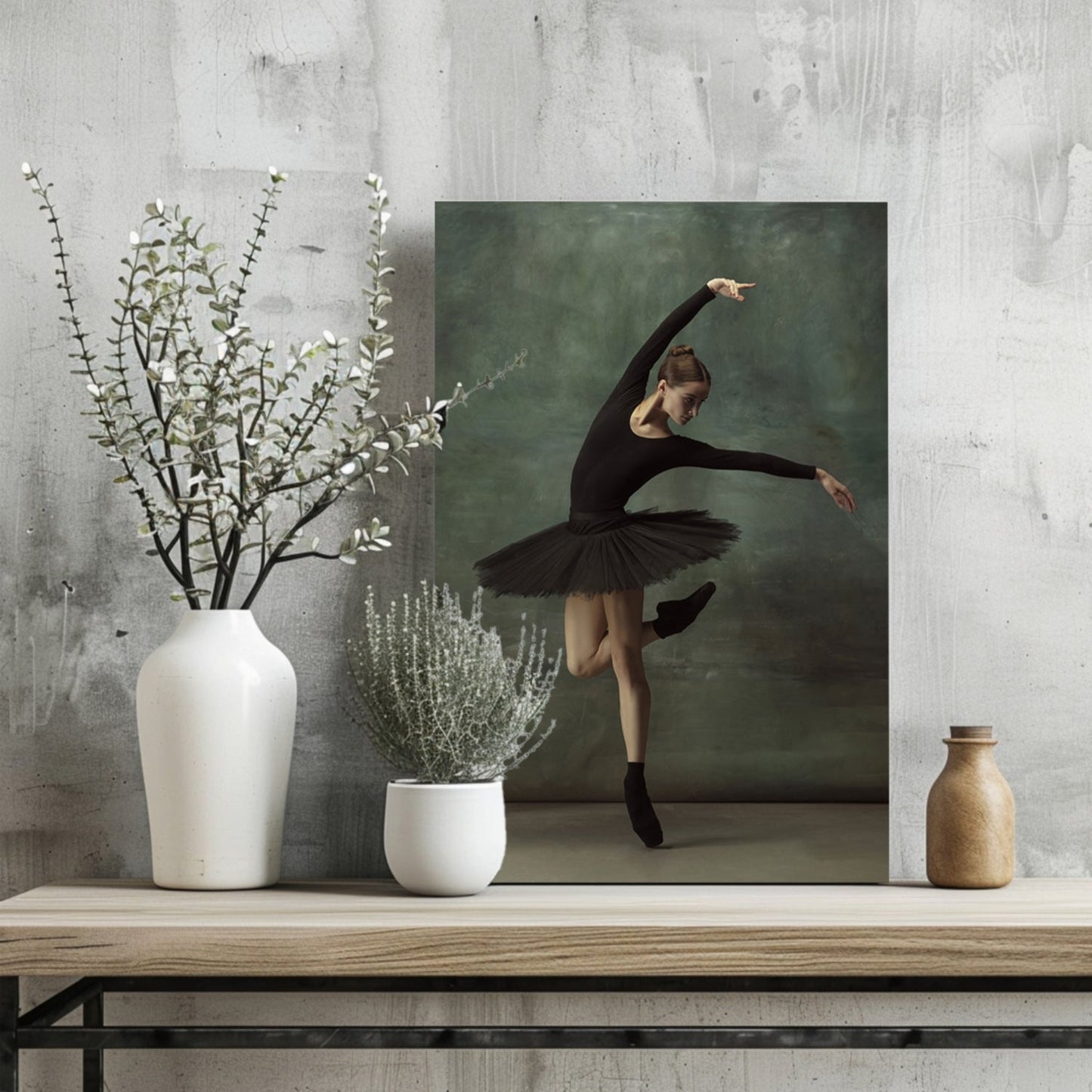 Black Tutu Ballerina Arched Arm Pose Aluminum Print