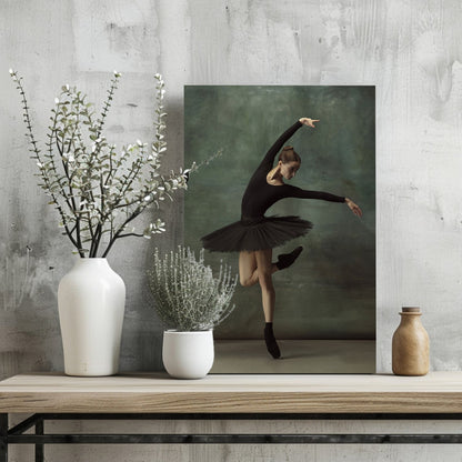 Black Tutu Ballerina Arched Arm Pose Aluminum Print
