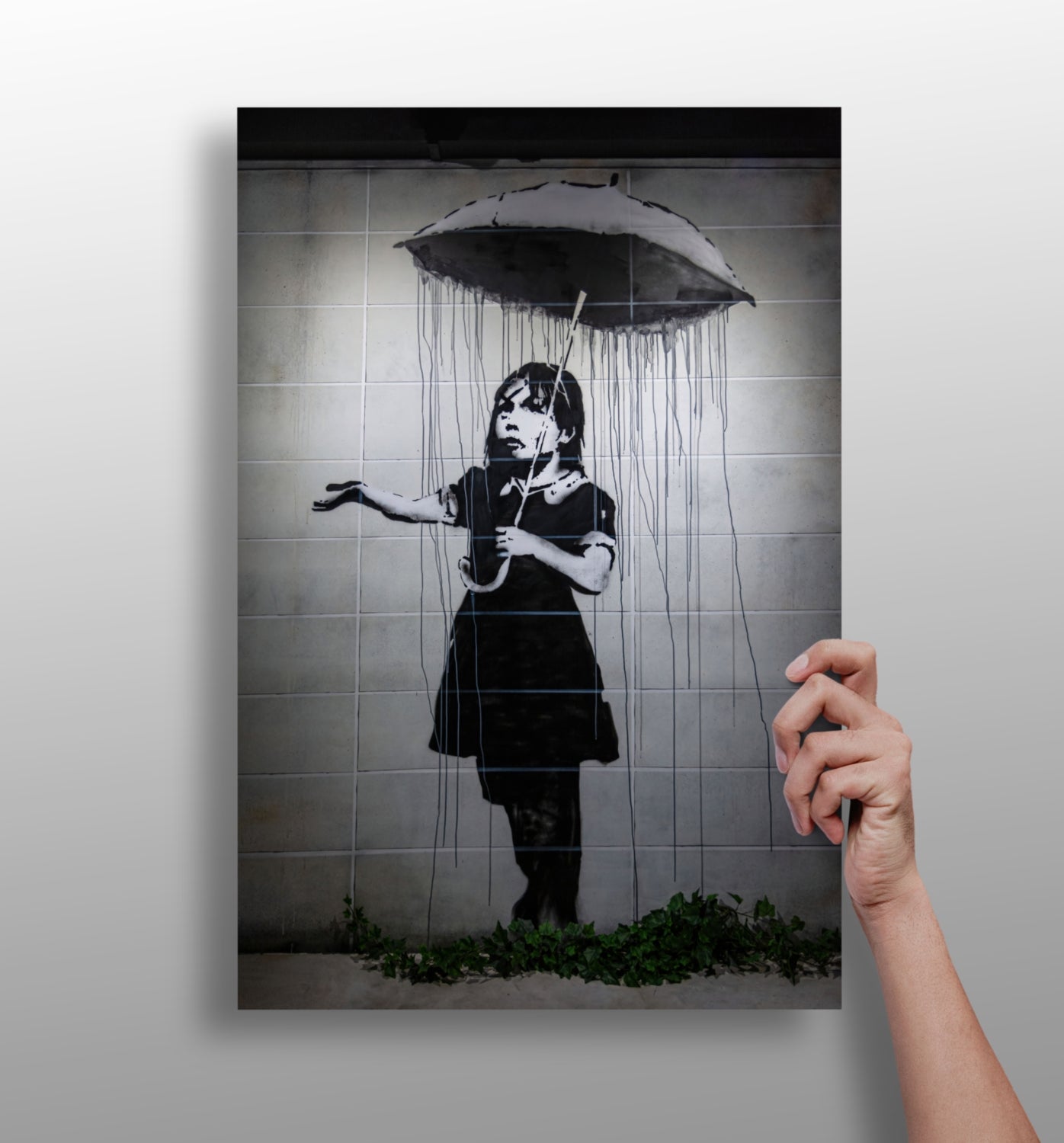Stencil Street Art Rain Aluminum Print