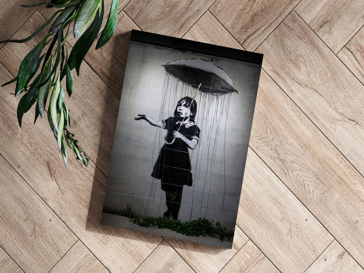 Stencil Street Art Rain Aluminum Print