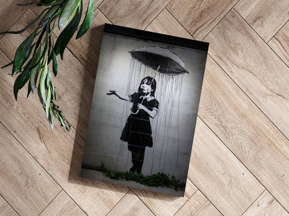 Stencil Street Art Rain Aluminum Print