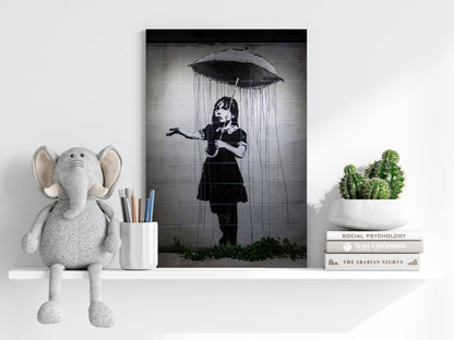 Stencil Street Art Rain Aluminum Print