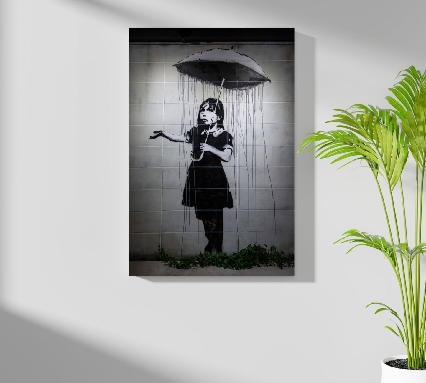 Stencil Street Art Rain Aluminum Print
