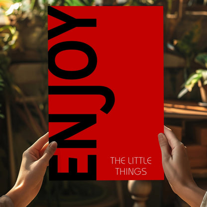 Black Enjoy Letters Red Field Aluminum Print