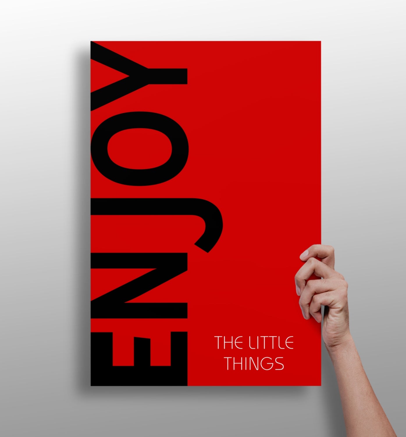 Black Enjoy Letters Red Field Aluminum Print