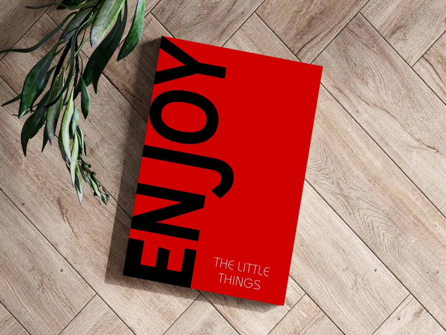 Black Enjoy Letters Red Field Aluminum Print