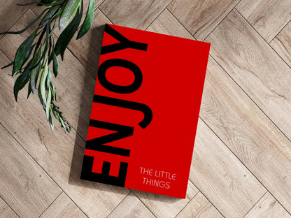 Black Enjoy Letters Red Field Aluminum Print