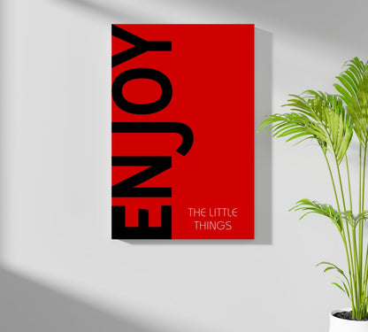 Black Enjoy Letters Red Field Aluminum Print