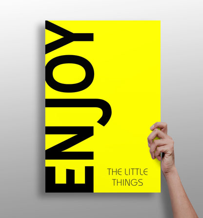 Neon Yellow Enjoy Slogan Aluminum Print
