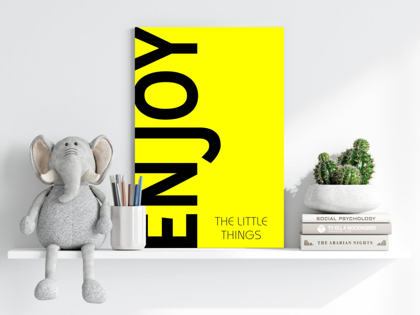 Neon Yellow Enjoy Slogan Aluminum Print