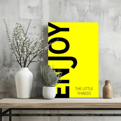 Neon Yellow Enjoy Slogan Aluminum Print