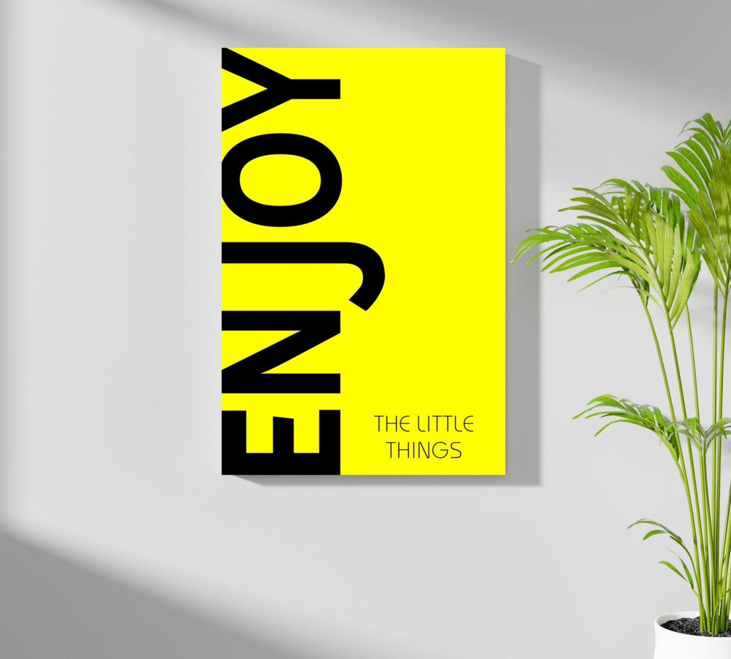 Neon Yellow Enjoy Slogan Aluminum Print