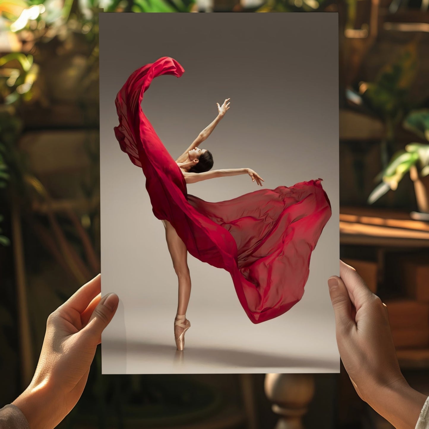 Red Dress Ballerina Pointe Aluminum Print