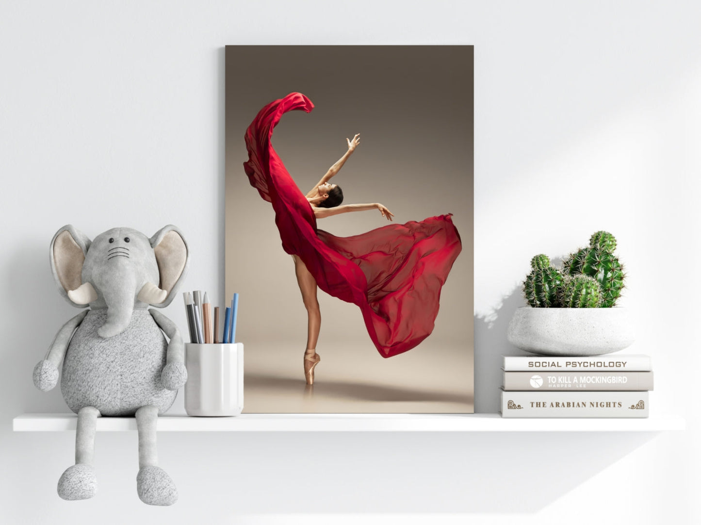 Red Dress Ballerina Pointe Aluminum Print