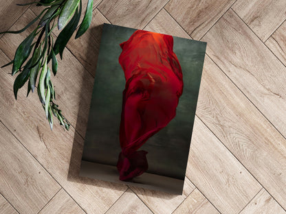 Swirling Red Fabric Dancer Aluminum Print