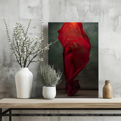 Swirling Red Fabric Dancer Aluminum Print