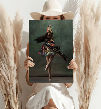 Floral Shawl Ballet Dancer Aluminum Print