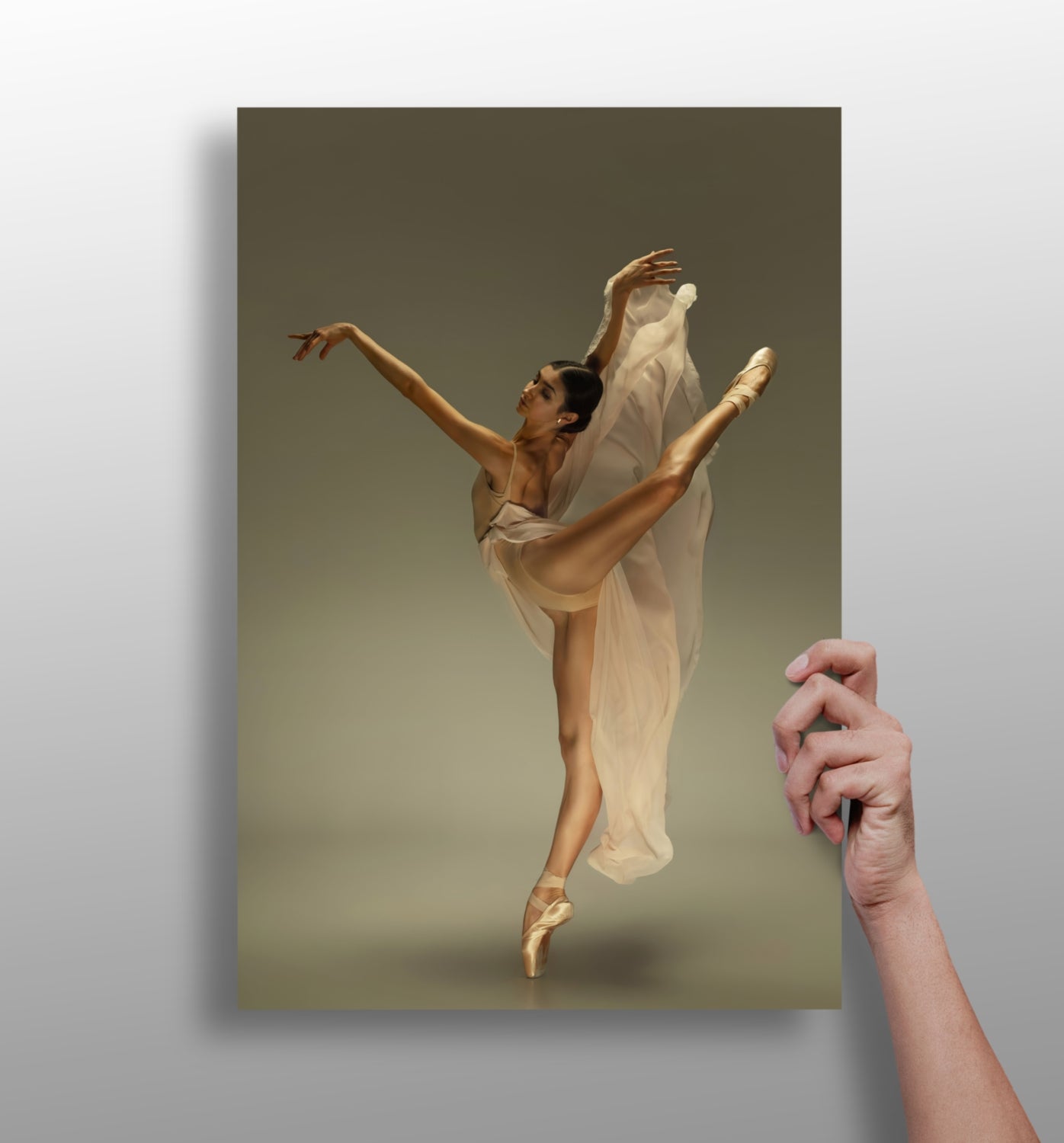 Golden Arabesque Ballerina Aluminum Print