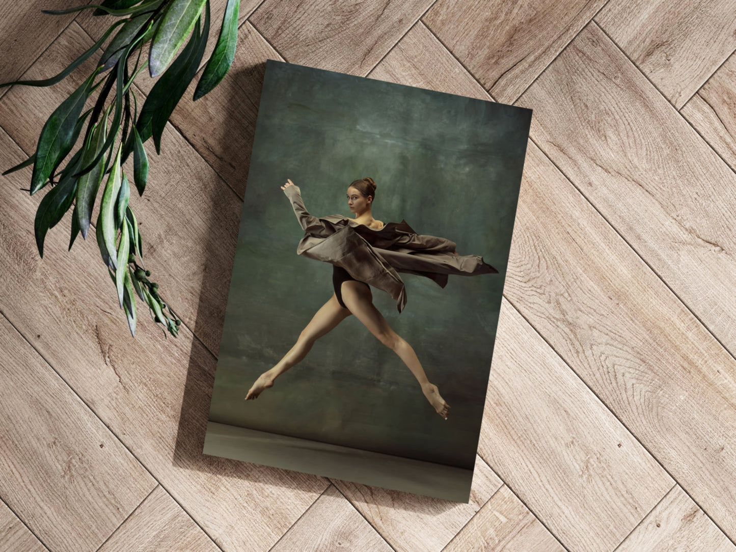 Leaping Dancer Brown Fabric Aluminum Print