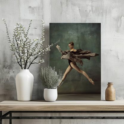 Leaping Dancer Brown Fabric Aluminum Print