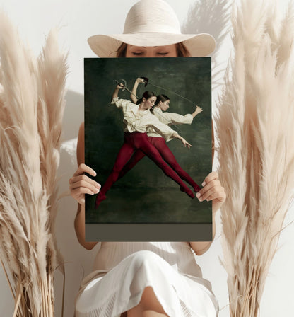 Dueling Dancers Red Tights Aluminum Print