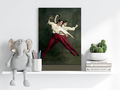 Dueling Dancers Red Tights Aluminum Print