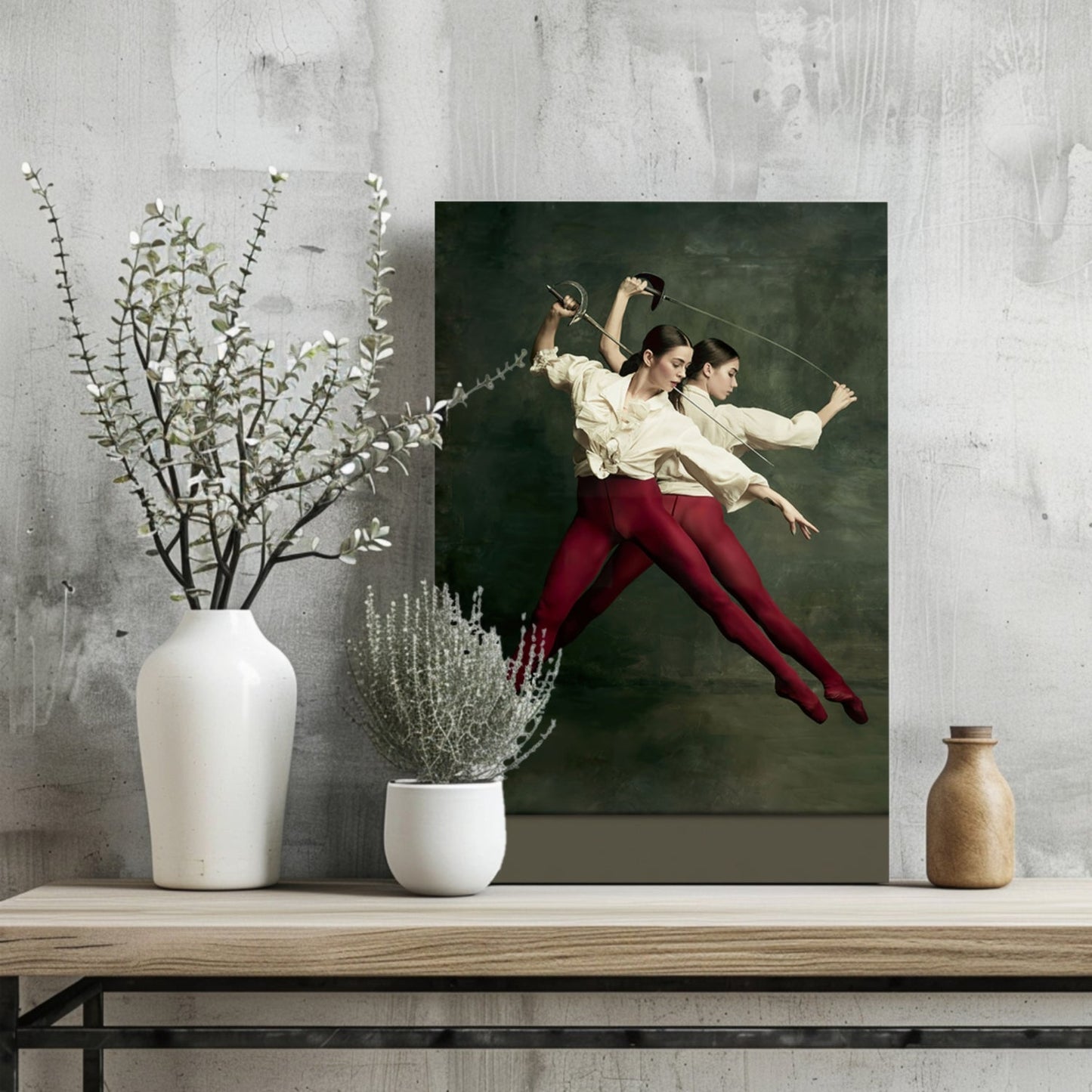 Dueling Dancers Red Tights Aluminum Print