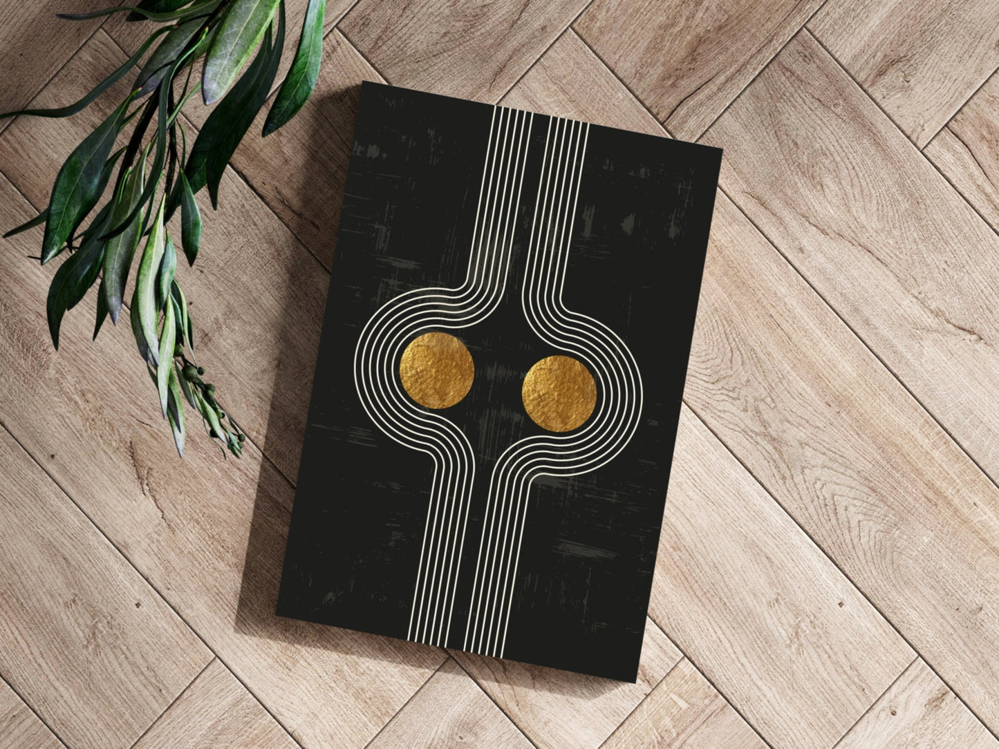 Mirrored Curves Twin Gold Discs Aluminum Print